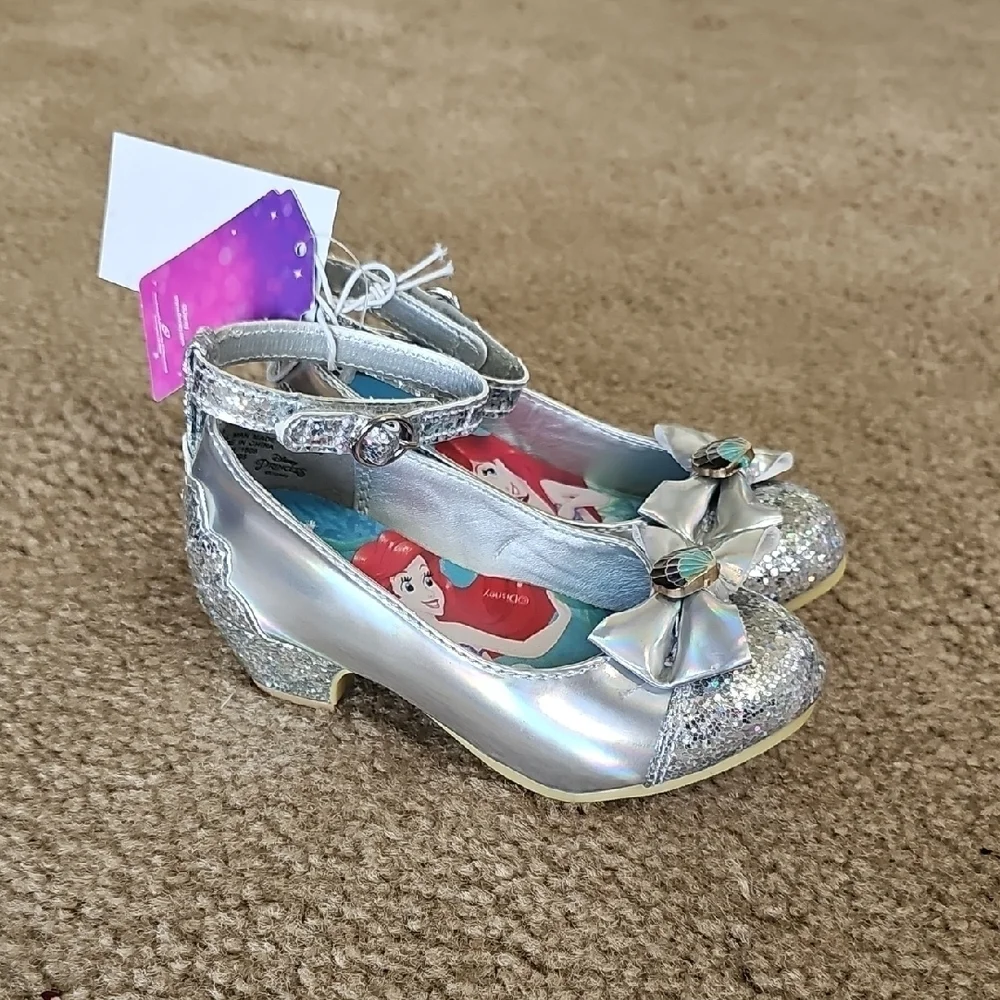 Disney Princess Ariel Silver Ballet Flats Toddler Girls Size 6